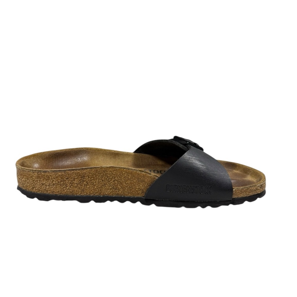 Birkenstock Madrid Black Sandals Women’s Size 5 Single Strap Buckle Cork Footbed - Picture 8 of 11